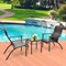Costway 3 PCS Patio Rattan Bistro Set High Backrest Armrest SideTable Mix Gray\Mix Brown
